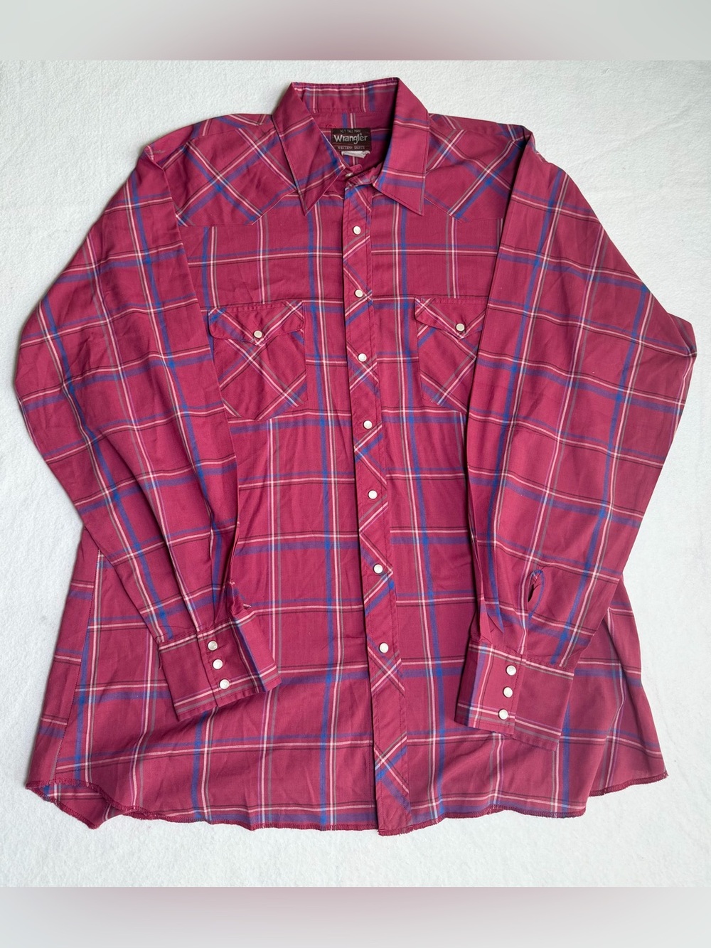 Vintage Wrangler Red Plaid Western Button-Down Shirt XL Tall